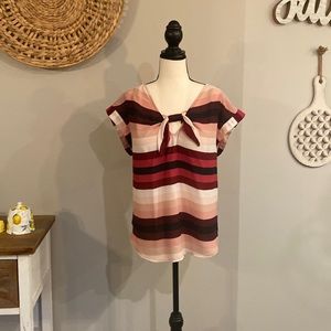 New York and Company pink striped dressy top